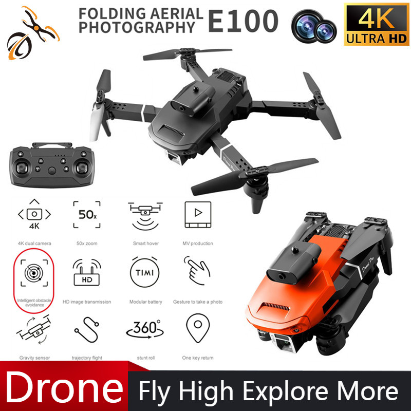 Drone Camera With Gimbal - Mini E100 Four-sided Obstacle Avoidance Drone