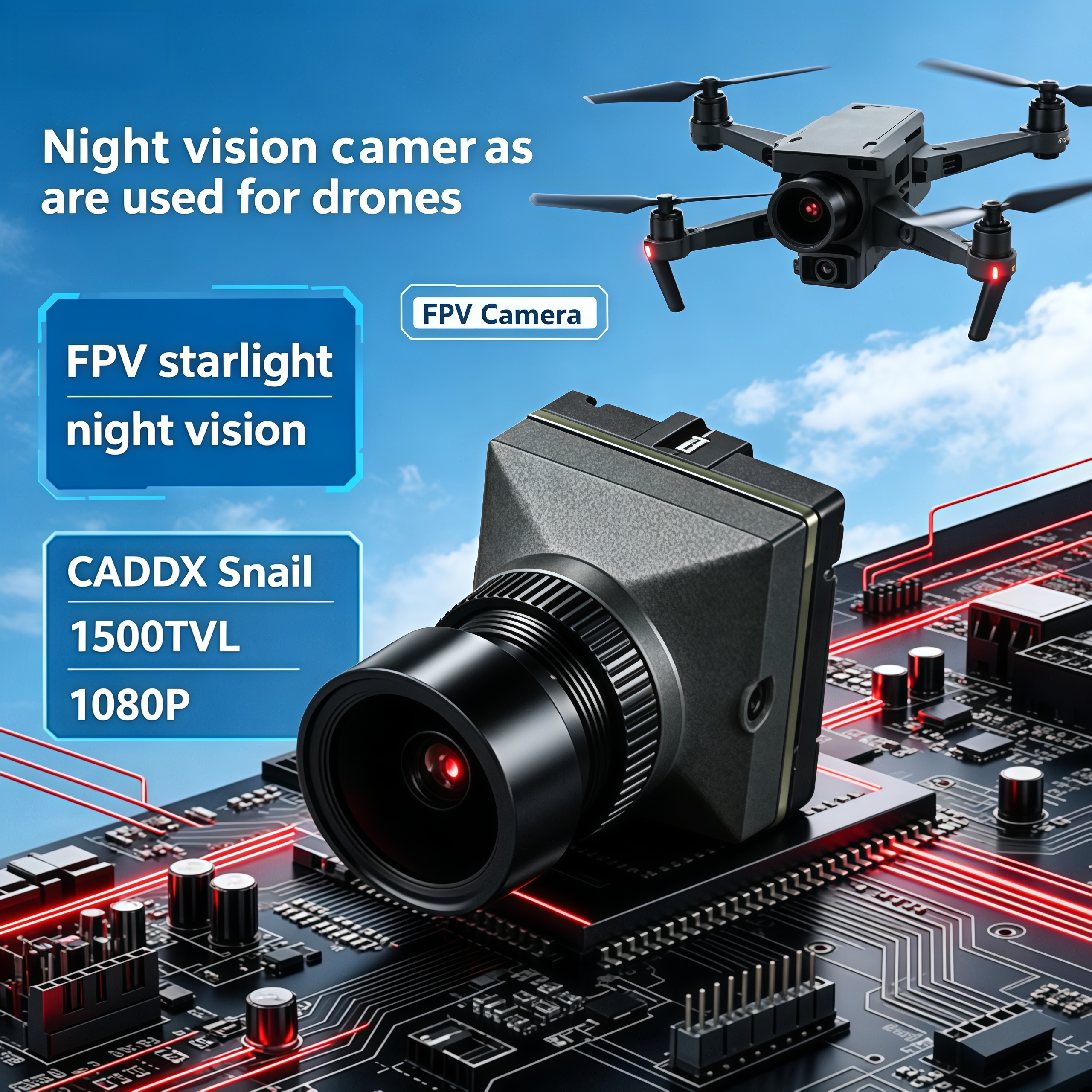 1500TVL HD CADDX Snail FPV Cam - Drone Camera Night Vision のレビューと価格
